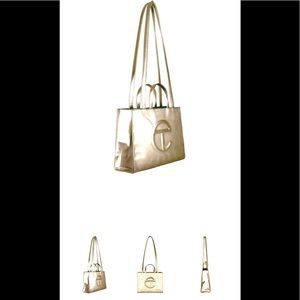 Authentic Gold Telfar Shopping Bag
